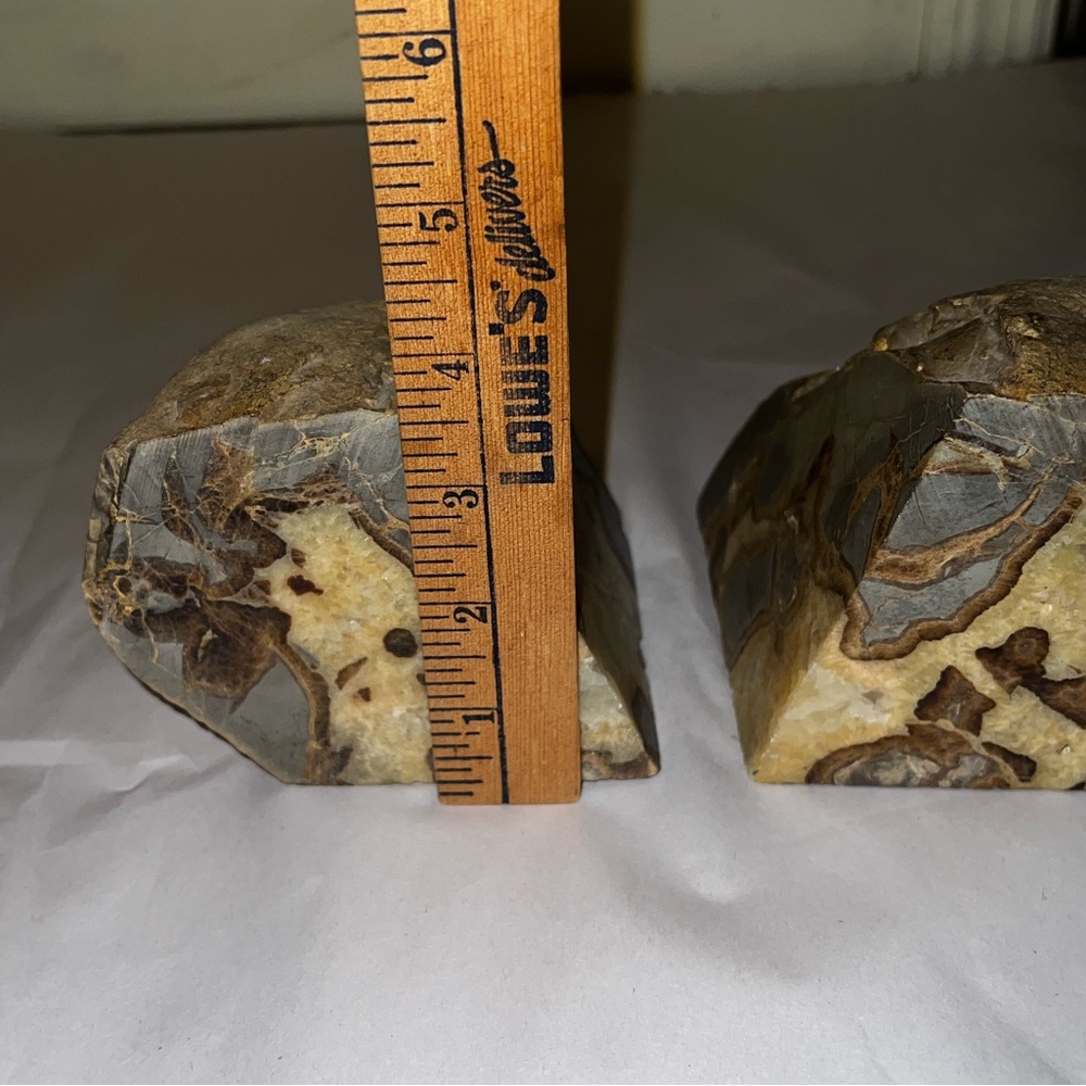 Vintage Set Large Septarian Stone Natural Bookend Decor Dragons Egg RARE FIND - Picture 13 of 14
